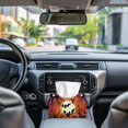 thumbnail image 3 of COEQINE PU Leather Tissue Holder Dispenser Rectangular Facial Tissue Holder Decorative Accessories for Office Desk Vanity Countertop Nightstand, Halloween Bat Moon Dead Branch Orange, 3 of 7