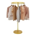 thumbnail image 5 of 360° Rotatable Gold Round Garment Rack Floor Standing Portable Clothing Rack for Dance Halls Laundry Shops, 5 of 14
