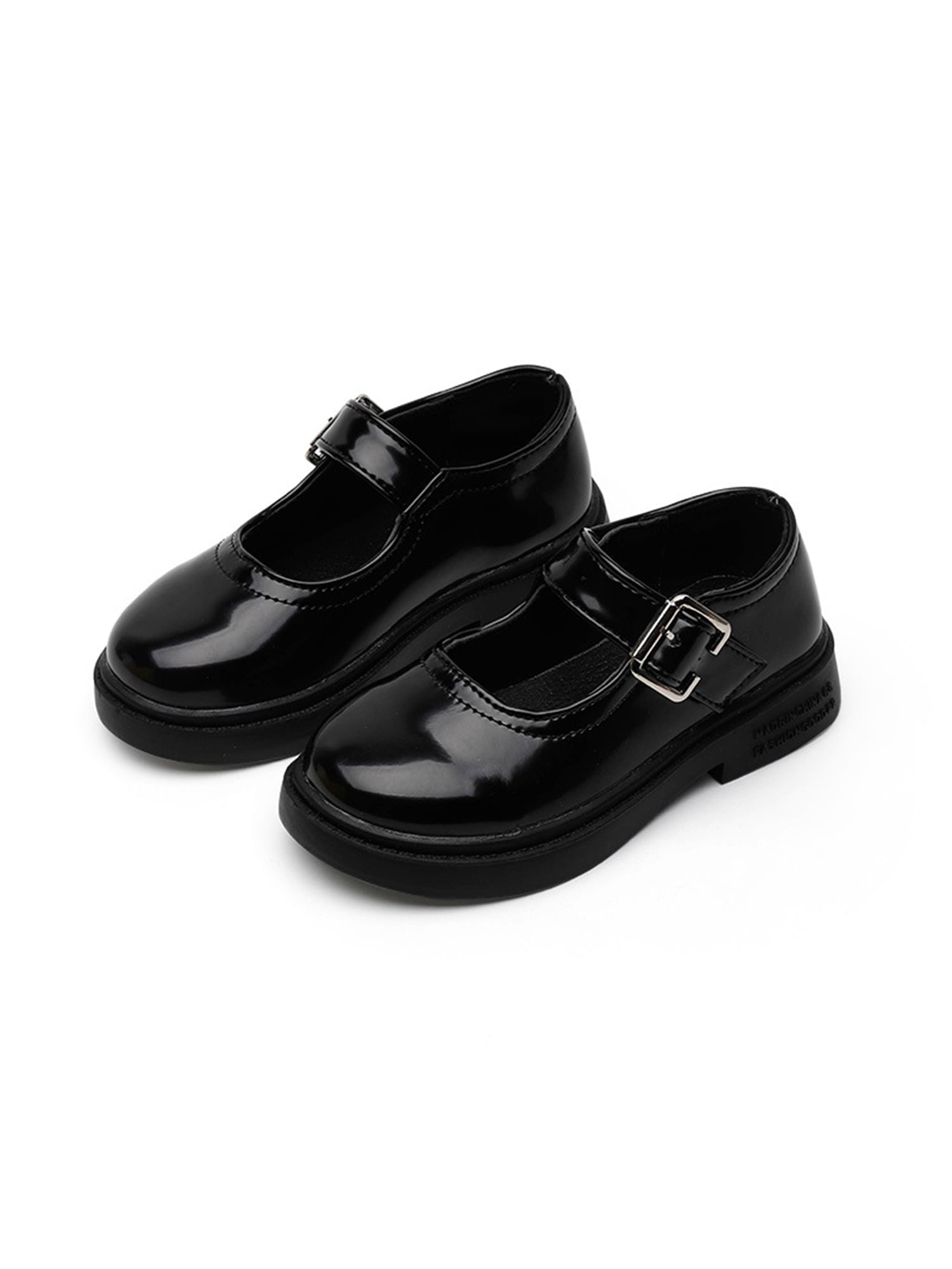 Kids Girls Mary Jane Adjustable Buckle School Uniform Shoes Size Black Pu US 