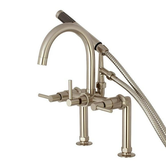 Aqua Vintage AE8108DL Deck Mount Tub Filler with Hand Shower, Brushed Nickel - 4.69 x 6.94 x 9.31 in.