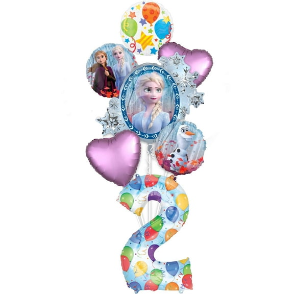 Frozen 2 Party Supplies 2nd Birthday Elsa, Anna and Olaf Balloon Bouquet Decorations