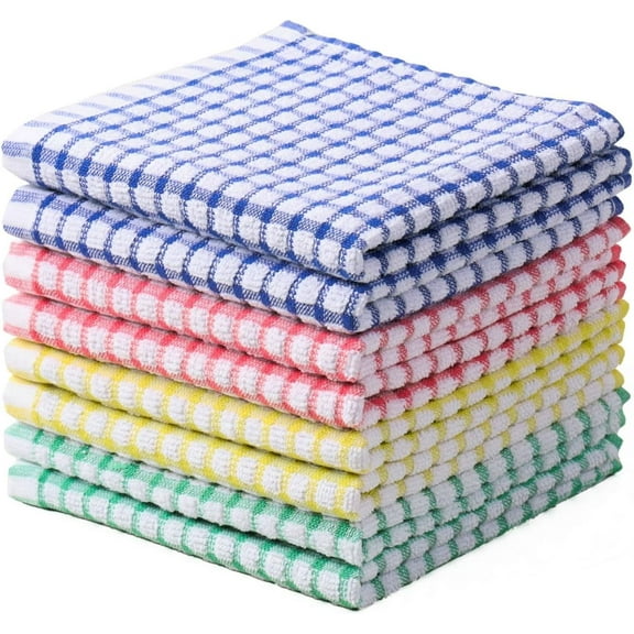 100% Cotton Kitchen Dish Cloths for Washing Dishes, 12x12 Inches Dish Rags, Absorbent Kitchen Cloths Pack of 8, Quick Drying Cleaning Cloths (Mix-3, 12"x12")