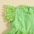 thumbnail image 4 of PENGXIANG Robe d'Été A-Ligne Manches Courtes O Cou Dentelle Robes à Pompons Floraux, 4 of 7