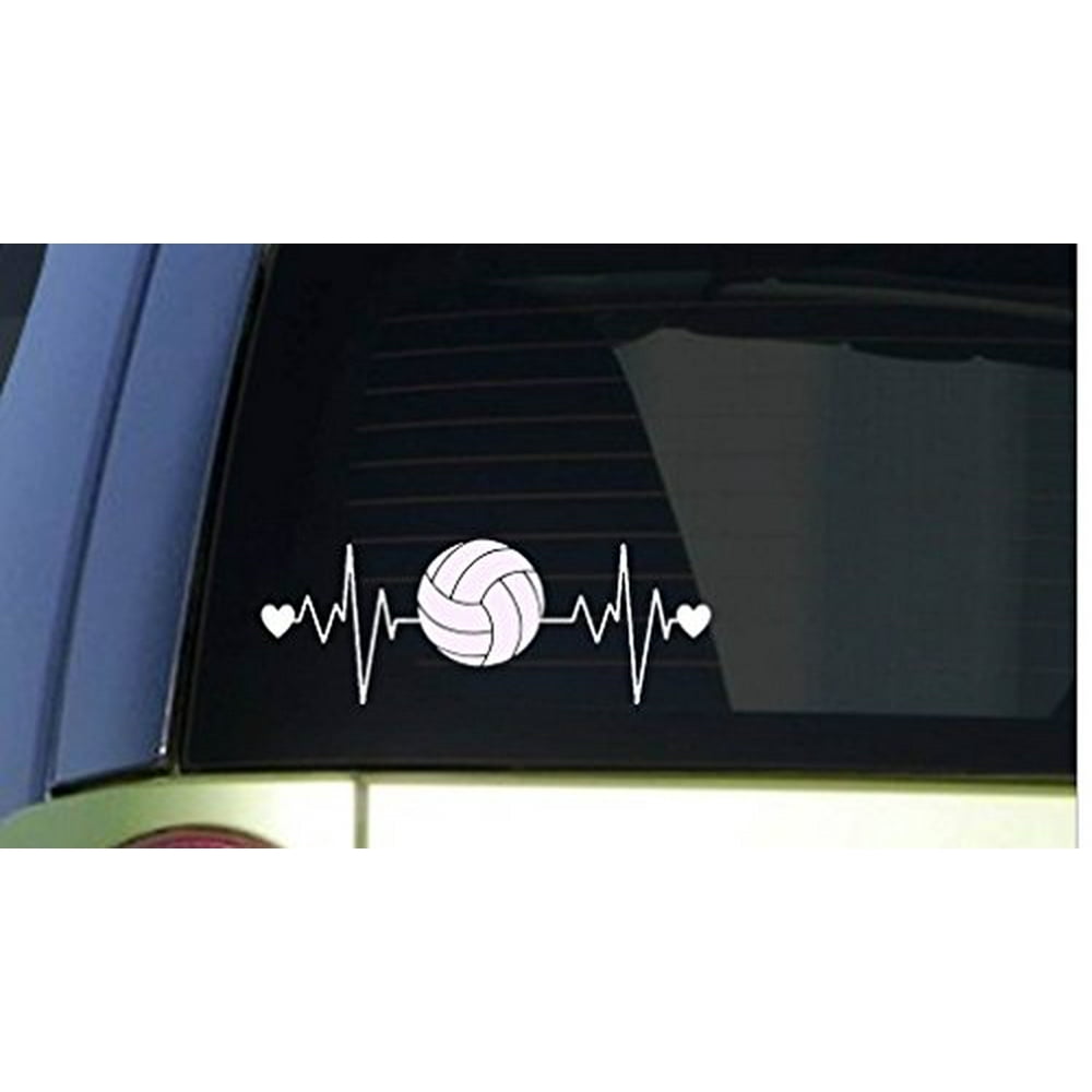 Volleyball heartbeat lifeline *I263* 8" wide Sticker decal spike set dig