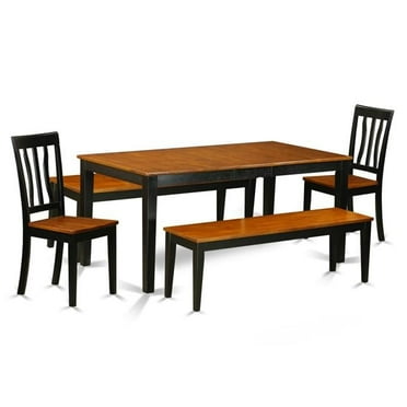 Dining Room Set with Bench-Kitchen Tables & 2 Dining Wood Seat Chairs Plus 2 Bench, 5 piece - Black & Cherry