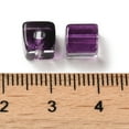 thumbnail image 3 of Two Tone Transparent Glass Beads Cube Purple 6x6x7mm Hole: 1.4mm, 3 of 3