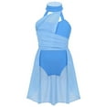 thumbnail image 2 of TiaoBug Robe Justaucorps Sans Manches à Col Halter en Maille pour Filles, Robe de Danse Ballet, Ballerine, Bleu Clair 6, 2 of 6