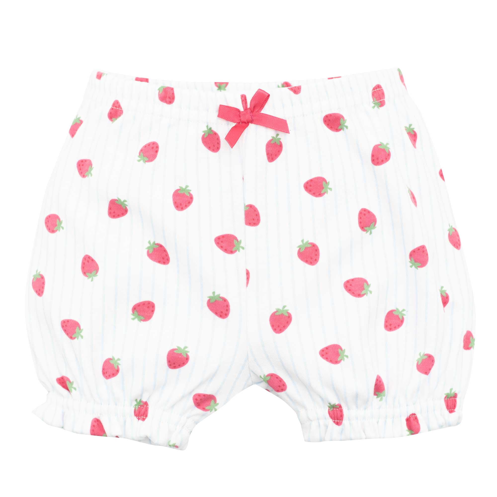 Hudson Baby Girl Cotton Bodysuit, Shorts and Shoe Set, Hot Pink Strawberry Love, 6-9 Months