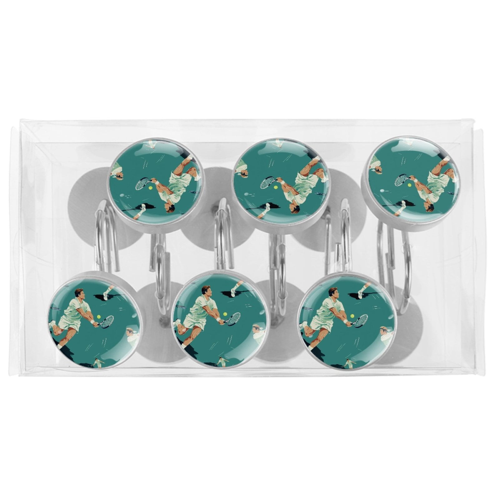 HemaKayy 12 Pcs Decorative Shower Curtain Hooks - Stainless Steel Rings for Bathroom Décor - Easy Glide & Secure Hold - Perfect Decoration for Bathroom Shower Rods - Tennis Balls