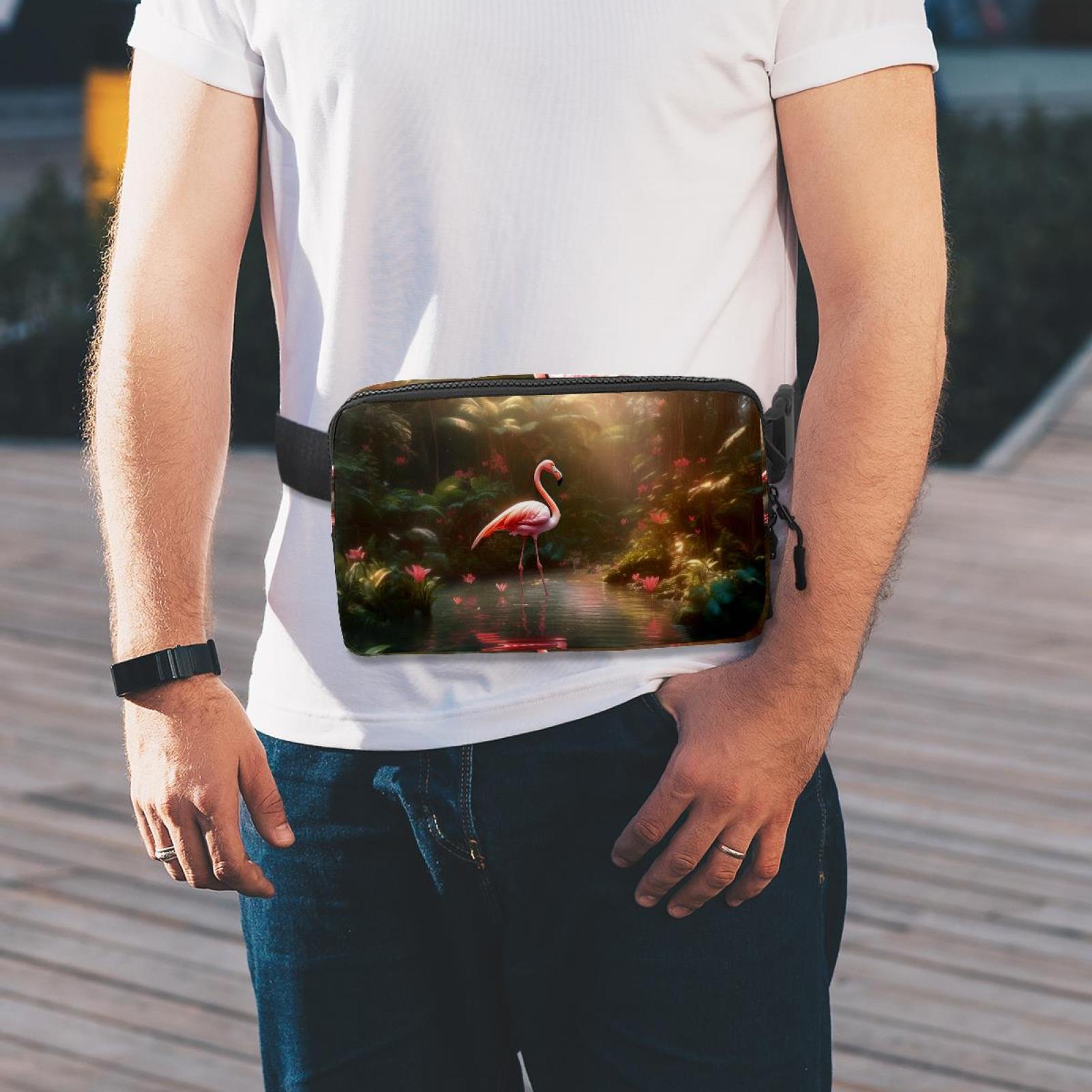 Flamingo Lightweight Adjustable Waist Bag Fanny Pack with Extension Strap - Unisex Fitness Running Belt