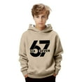 thumbnail image 4 of Tiweut Kids 67 Hoodie 6 7 Meme Six Seven Days of School Hooded Sweatshirt Funny 6 7 Number Printed Long Sleeve Pullover Tops,Beige,3-4 Y, 4 of 6