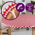 thumbnail image 4 of Sorfey Round Picnic Table Cover Checkered Fitted Tablecloth, Red 54" x 54", 4 of 6