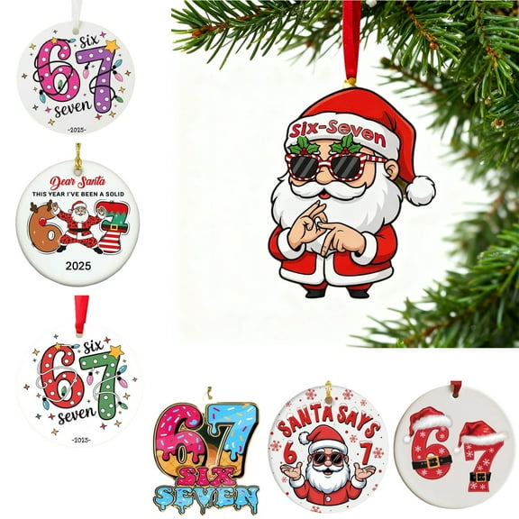 Christmas 67 Acrylic Ornament, Six Seven Funny Christmas TreeOrnament, 67 Christmas Ornament, Multi-Purpose for Xmas Holiday & Birthday Decorations, for Humor Lovers and People Around J
