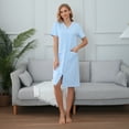 thumbnail image 6 of Richie House Women Zipper Robe Loungewear Short Sleeve Sleepwear Housecoat Bathrobe RHW2898-G-S, 6 of 7