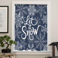 thumbnail image 4 of Navy Blue Christmas Semi Sheer Curtains Drapes for Living Room,Bedroom,French Doors Window 96 Inches Long,Retro Rustic Winter Snowflakes Xmas Rod Pocket Chiffon Curtain Drapery Voile Draperies Panel, 4 of 6
