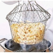 pcs foldable stainless steel salad baskets, steaming and rinsing basket for french fries, vegetables and salads
