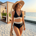 thumbnail image 2 of NICELF Bikini Sets for Women High Waisted Swimsuit for Women Triangle Tummy Control Bathing Suit for Women Color Block Sexy Women's Swimwear 2026, Black, 2 of 7