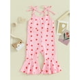 thumbnail image 2 of Bagilaanoe Toddler Baby Girl Valentine's Day Jumpsuit Sleeveless Heart Print Romper Overalls 12M 18M 24M 3T 4T 5T Kids Flared Pants Bell-Bottoms, 2 of 9