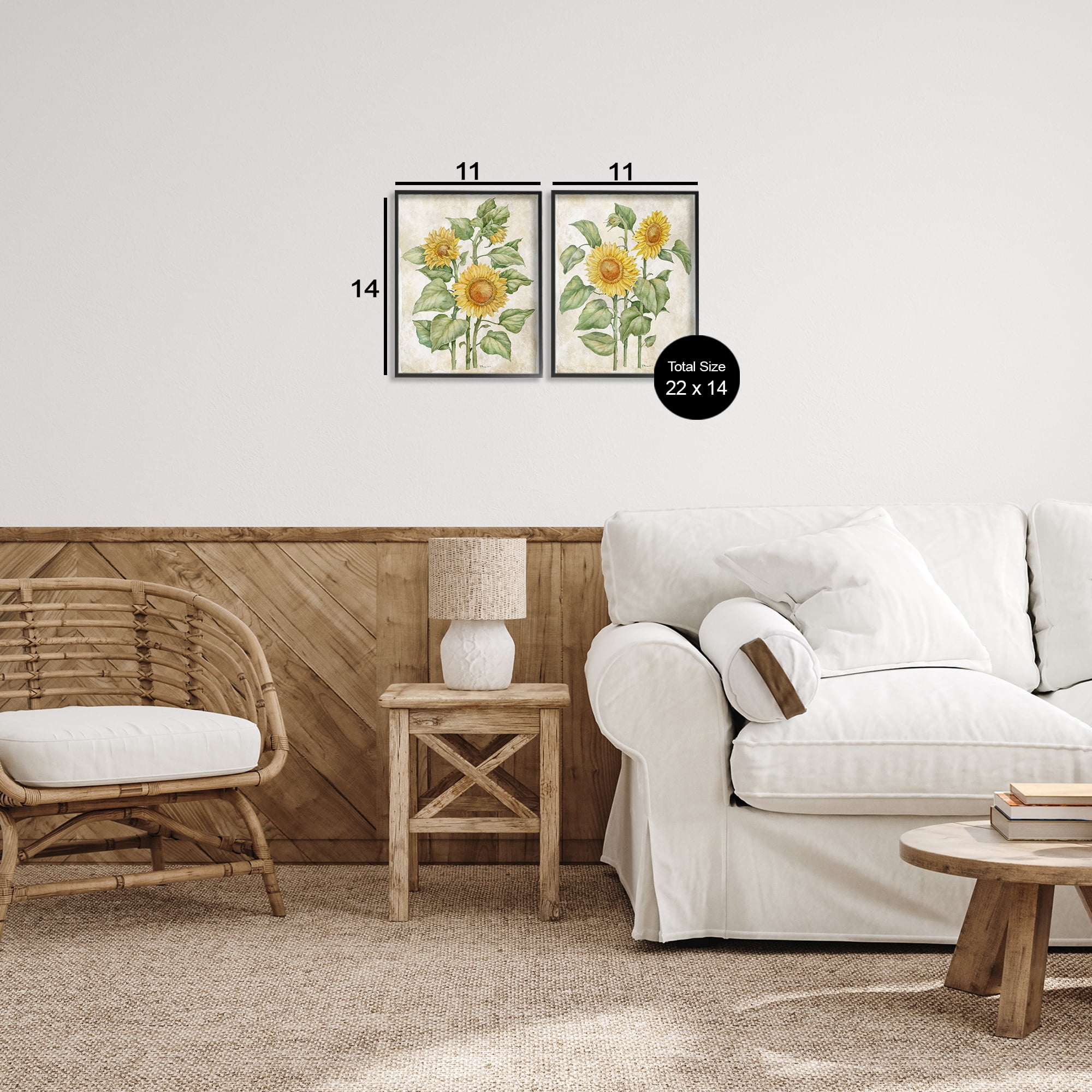 Stupell Industries Floral Journal Sunflower Studies 2 Piece Black Framed Giclee Art Set, design by Paul Brent