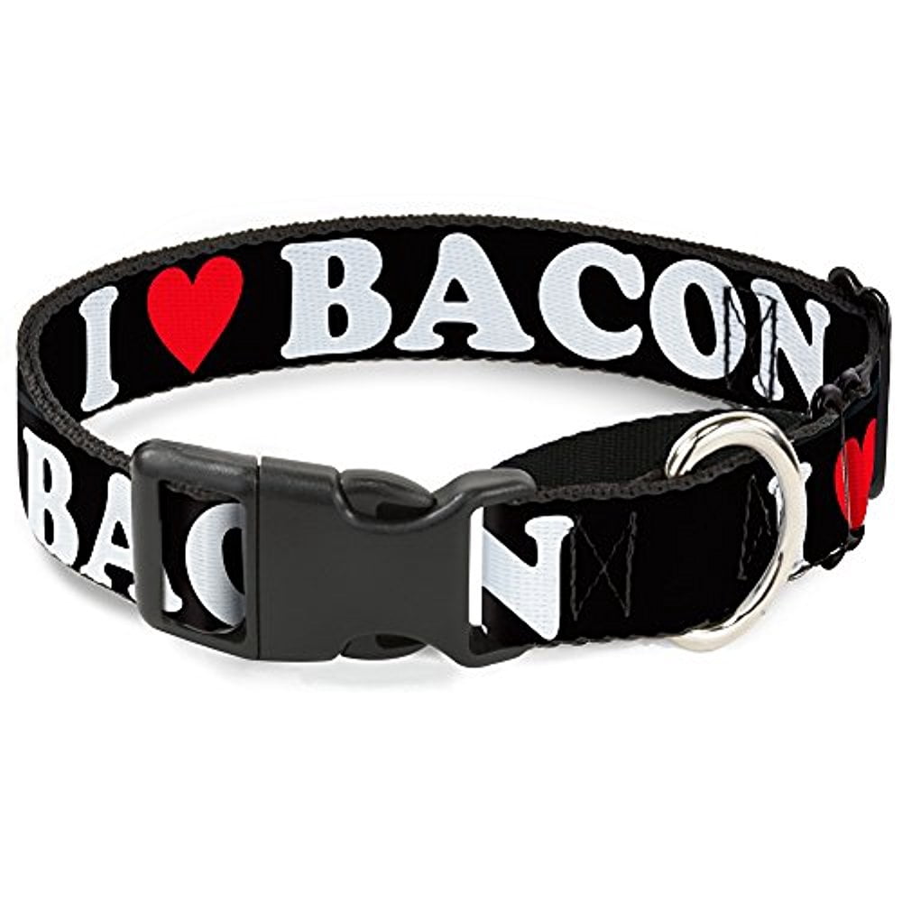 buckle-down mgc-w30934-l i "heart" bacon black white red martingale dog collar