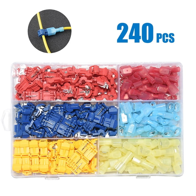 120/240 unids/set conectores de alambre auto-pellizantes de empalme de alambre eléctrico terminales de surtido en apariencia de 240 piezas shamjiam t toque conectores de cable