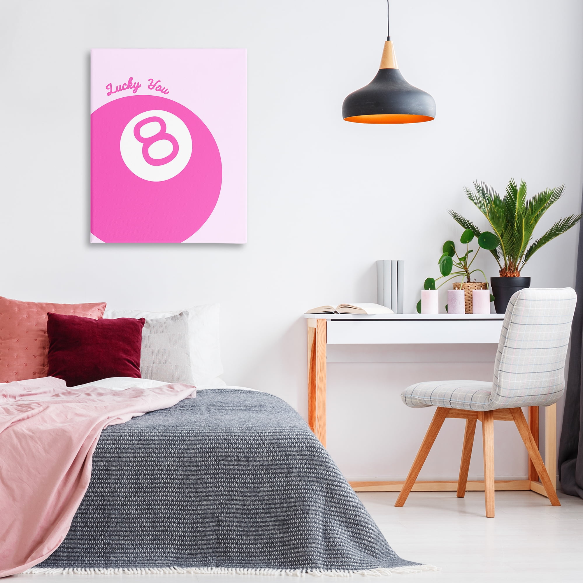 Stupell Industries Lucky You Eight Ball Text & Numbers Painting Wrapped Canvas Art Print Wall Art, 30 x 40