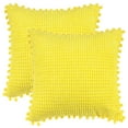 thumbnail image 2 of REGALWOVEN 2 Pcs Solid Corduroy Square Throw Pillow Covers, Boho Decorative Pillow Covers with Pom-poms Yellow 18' x 18', 2 of 6