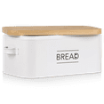 thumbnail image 4 of Bouclair White Metal Bread Box with Bamboo Lid, 4 of 10