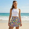 thumbnail image 3 of Yuyamidu Hippie Flowers Women's Tennis Skirts Colorful Floral High Waist Golf Skorts Tummy Control Skirt Athletic Clothes for Women Ladies Casual Outfit Summer Mini Skirts Size L, 3 of 7