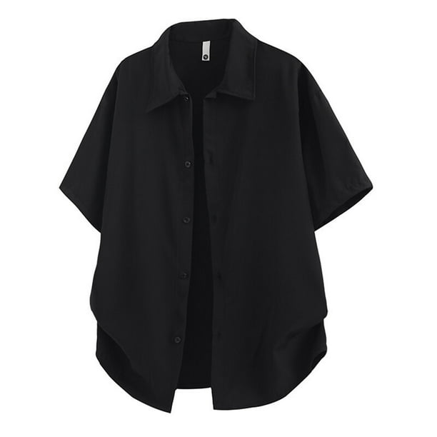 Top Regalos de Navidad para Hombre Moda Ocio Color Sólido Botón Versátil Camiseta Solapa Superior