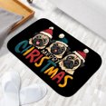 thumbnail image 6 of 1pc Three Pug Dogs Wearing Santa Absorbent Non-Slip Bathroom Thickened Flannel Rug Decor,Soft,Quick Drying,Suitable For Indoor/outdoor Use,Bathrooms,Bedrooms,Kitchens,Terrace,Laundry Rooms,16"x24", 6 of 9