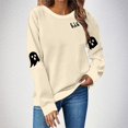 thumbnail image 2 of NMMUED Chandails d'Halloween pour Femmes, T-Shirts Graphiques pour Femmes, Hauts d'Halloween pour Femmes, Vêtements d'Automne pour Femmes, T-Shirts d'Halloween pour Femmes, T-Shirts à Manches Longues pour Femmes, Beige P, 2 of 4