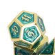 thumbnail image 2 of 7PCS Polyhedra Metal Dices Multiple Sides Engraving Number Pattern Dice Set for Table Game Electroplated Gold Green, 2 of 4