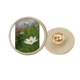 thumbnail image 1 of White Cosmos Broche de oro metálico circular, 1 of 3