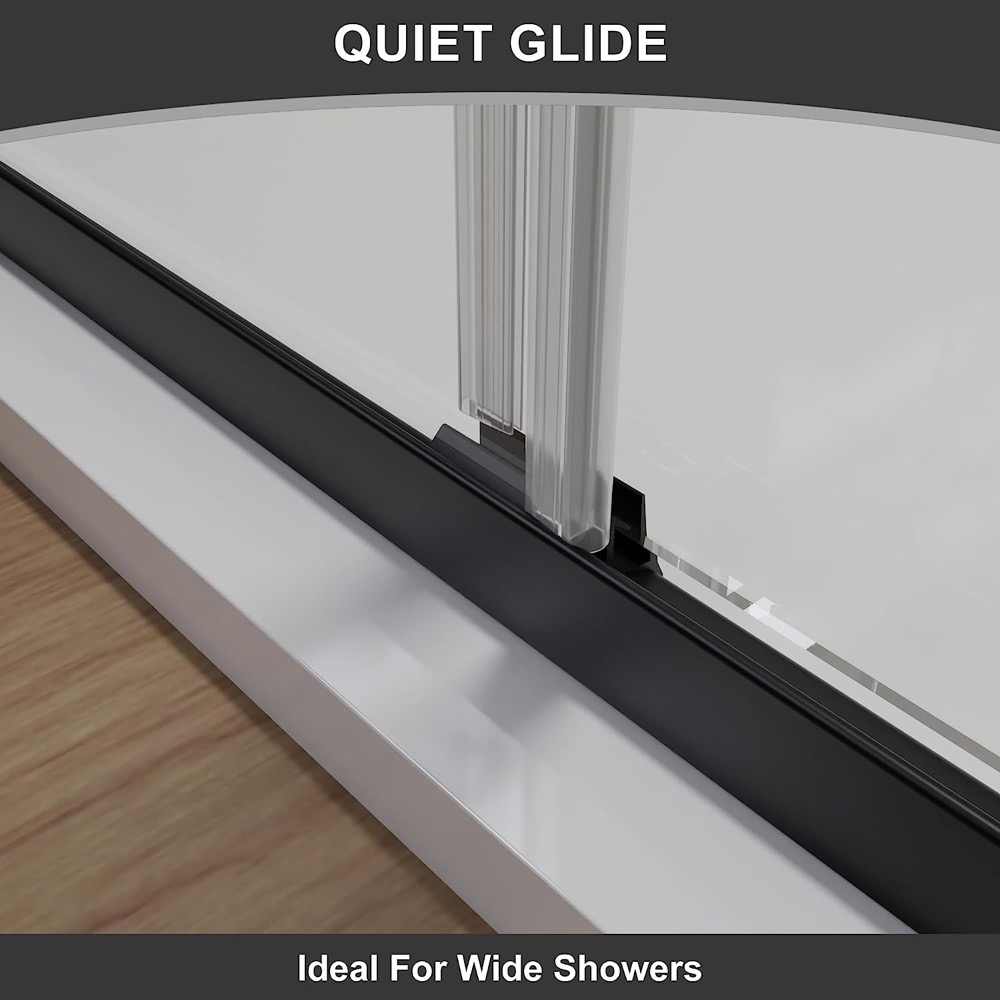 56-60" W x 70" H Semi-Frameless Sliding Shower Door, Glass Shower Door with 1/4'' (6mm) Clear Tempered Glass, Shower Doors can be Installed Left and Right