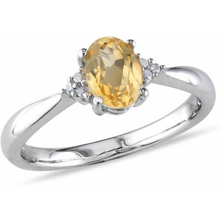 3/4 Carat T.G.W. Citrine and Diamond Accent Sterling Silver Cocktail Ring
