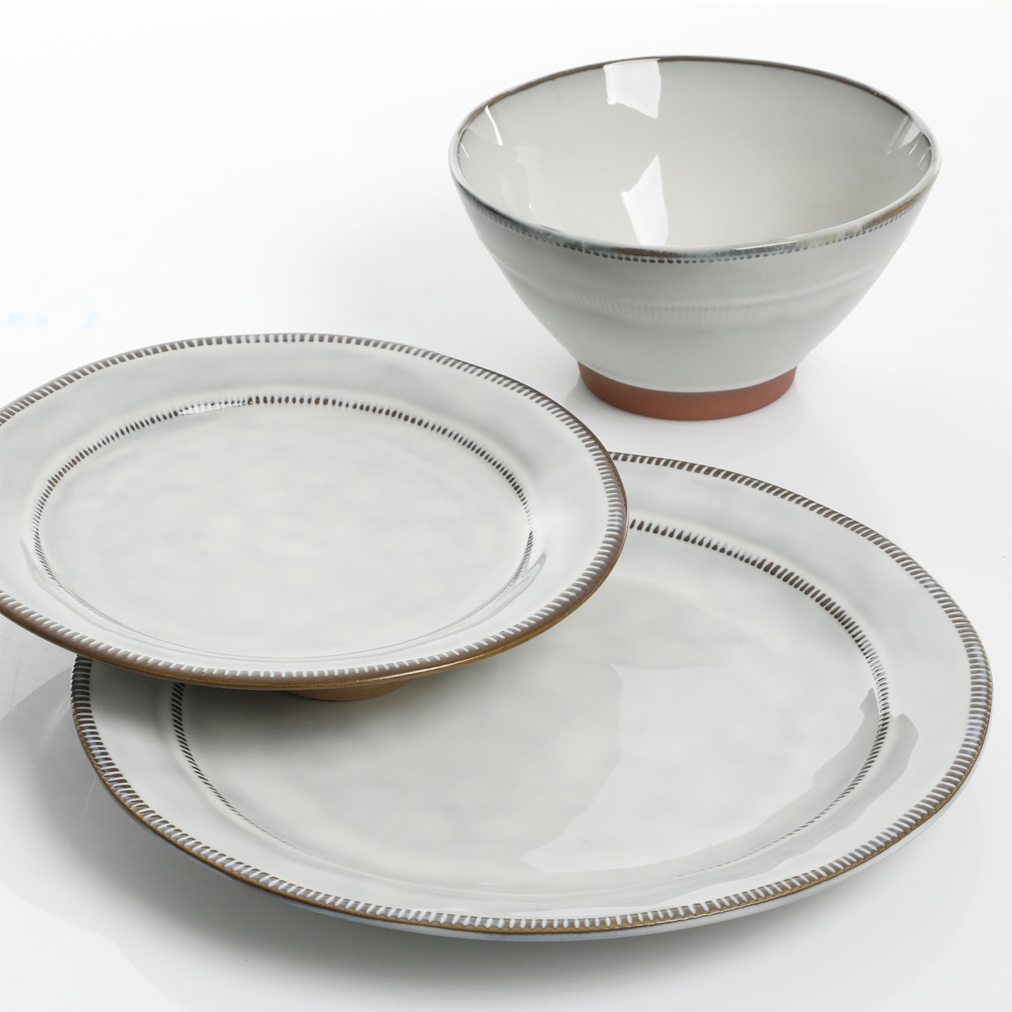 Gibson Elite Terranea 12 Piece Terracotta Dinnerware Set in White, Service for 4