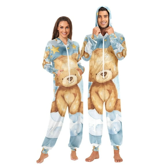 Teddy Bear Clouds Adult Unisex Onesie Pajamas Slim Fit One Piece Suit Pjs Sleepwear Pajama Jumpsuit