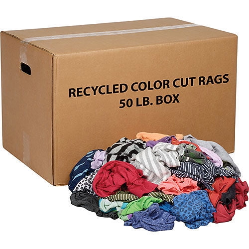 50 Lb. Box Recycled Cut Rags, Mixed Colors