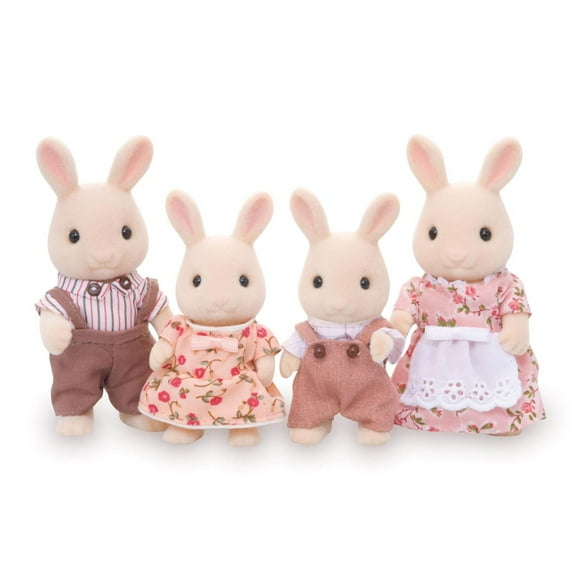Calico Critters Sweetpea Rabbit Family, Set of 4 Collectible Doll Figures