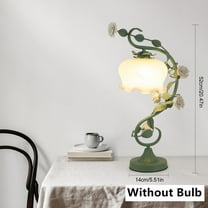White Glass Table Lamp with Tiffany Style Victorian Design Flower Shade Lamp Without Bulb Handmade