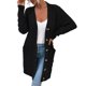 thumbnail image 2 of Suéter de manga larga con botones y frente abierto para mujer, cárdigans de punto, prendas de vestir exteriores XL negro Zulema Chaqueta de punto, 2 of 8