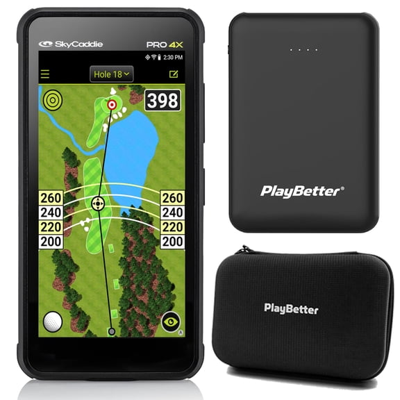 SkyCaddie PRO 5X Handheld Golf GPS - Power Bundle with PlayBetter Portable Charger & Protective Hard Case - TruePoint Precision Positioning Technology - 5.5" Display, 35,000 Maps, Dynamic HoleVue