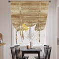 thumbnail image 3 of Light Brown Wood Grain Tie Up Curtains for Windows, Adjustable Balloon Window Shades, Western Farmhouse Barn Door Kitchen Window Treatments Adjustable Roll Up Curtain for Basement/Nursery 52"x45", 3 of 8