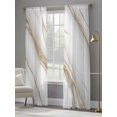 thumbnail image 4 of Sheer Curtains 84 Inches Long 2 Panels, Gray Gradient Marble Abstract Art Rod Pocket Curtain Voile Draperies, Gold Stripe Fluid Art Light Filtering Window Treatment for Living Room Kitchen Bedroom, 4 of 8