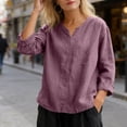 thumbnail image 3 of Iyufng V-Neck Tops for Women Short Sleeve Solid Color Loose-Fit Blouses Summer Casual Tops, 3 of 6