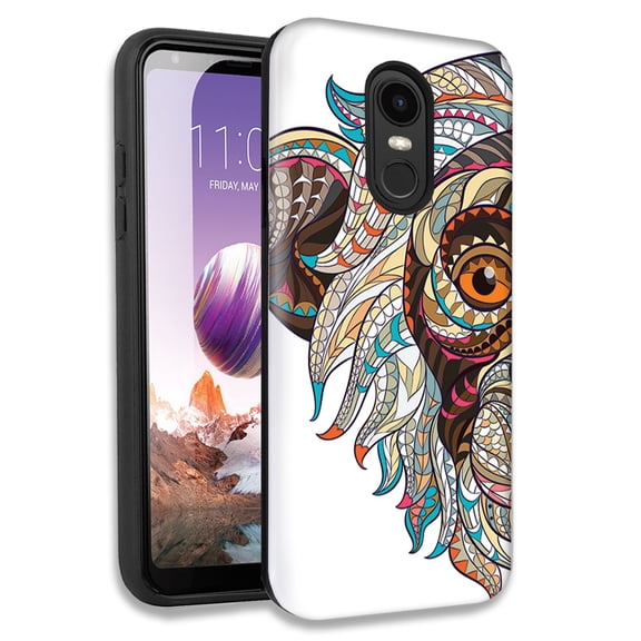 Mundaze Mosaic Monkey Face Double Layer Hybrid Case Cover For LG Tribute Empire/Risio 3/K8 K8 Plus 2018