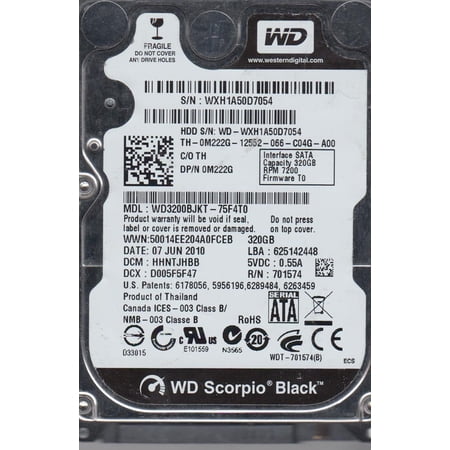 WD3200BJKT-75F4T0  DCM HHNTJHBB  Western Digital 320GB SATA 2.5 Hard Drive price history on PriceWatchPro