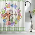 thumbnail image 2 of Easter Bunny Shower Curtain Set, Waterproof Shower Curtains for Bathroom, Eggs Rabbits Flowers Eucalyptus Green Plaid Washable Fabric Cloth Bath Curtain for Bathtub Decoration with Hooks 54x78 Inches, 2 of 9