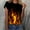 Orange, variant on ALLLIST Tops for Women Cotton Crew Neck Short Sleeve T-Shirts Purple Flame Trendy Shirts Tops for Ladies